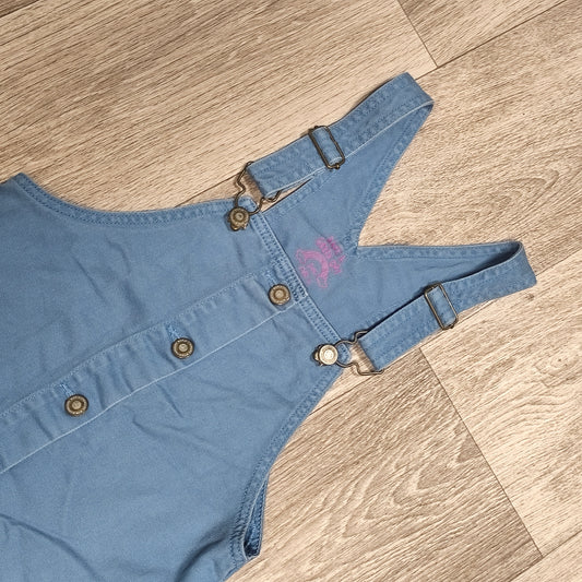Girls Blue Denim Pinafore Overall Dress Size 146 152 Button Front Pockets