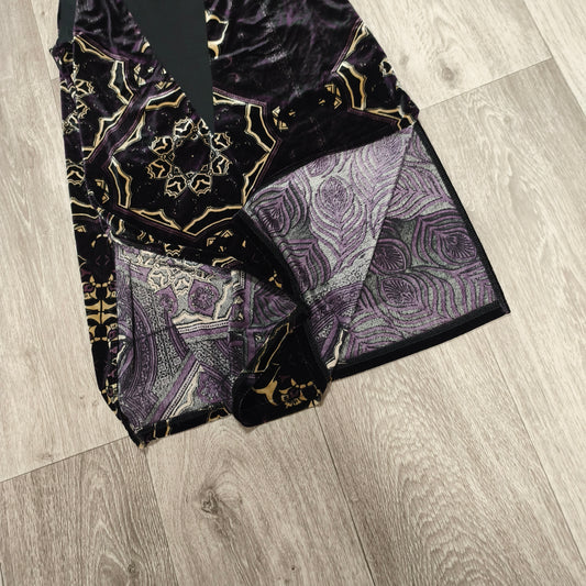 Next Womens Velvet Mini Dress Size UK 10 Black Gold Geometric Keyhole