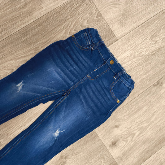 So Cute Toddler Boys Blue Denim Jeans Size 98 (2-3Y) Elastic Waist Distressed