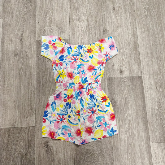 Nutmeg Girls Floral Playsuit Romper Size 8-9 Years Multicolor Cotton Off Shoulde
