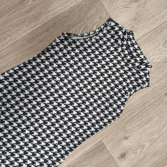 SHEIN Girls Houndstooth Mock Neck Sleeveless Bodycon Dress Size 9Y EU 134