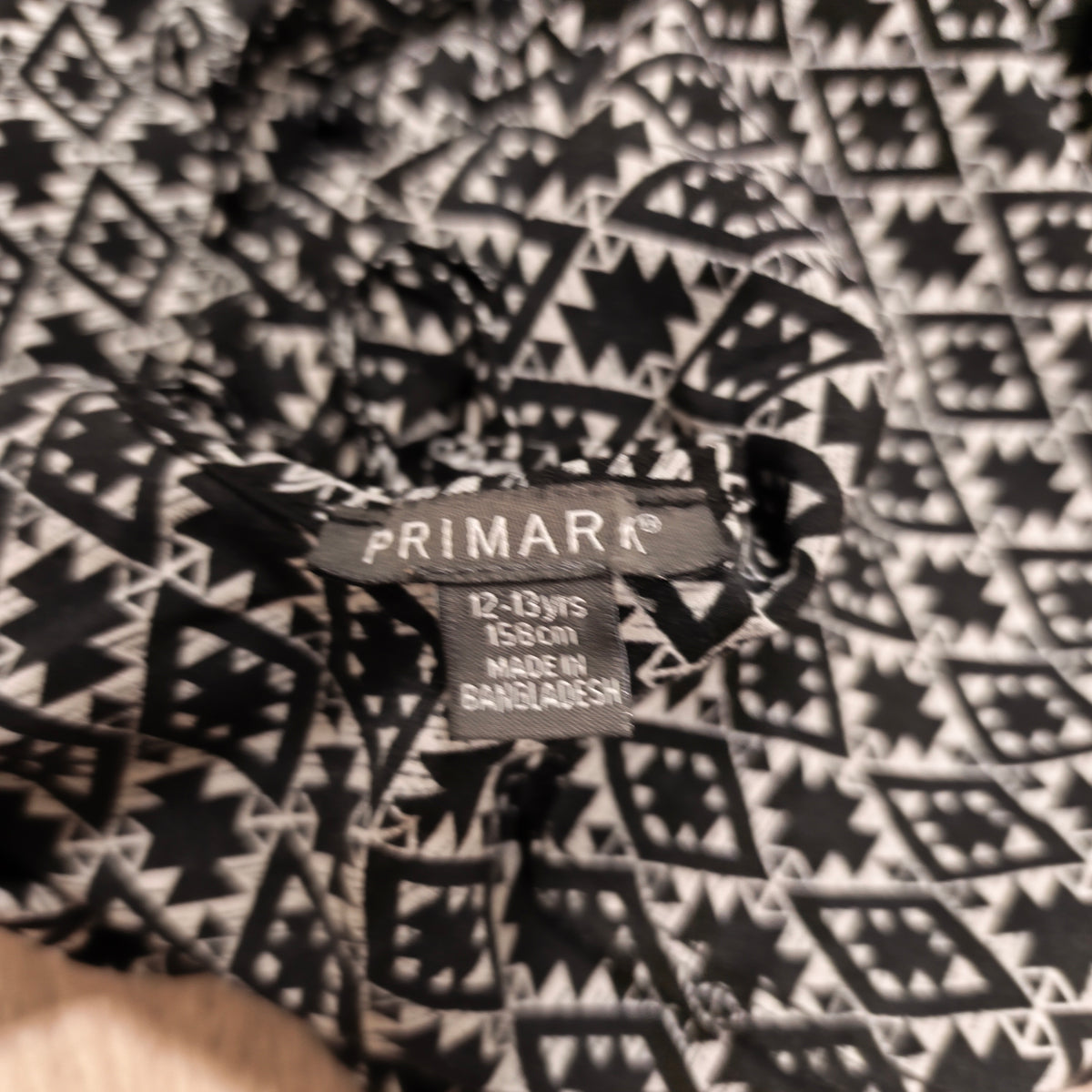 Primark Girls Black White Geometric Aztec Caged Strappy Swing Top 12-13 Yrs
