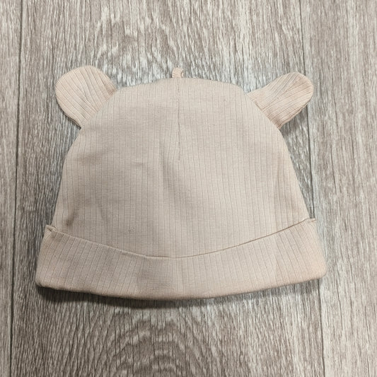 ICA i Eco Baby Beanie Hat Organic Cotton Beige Bear Ears Animal Face 3-6 Months