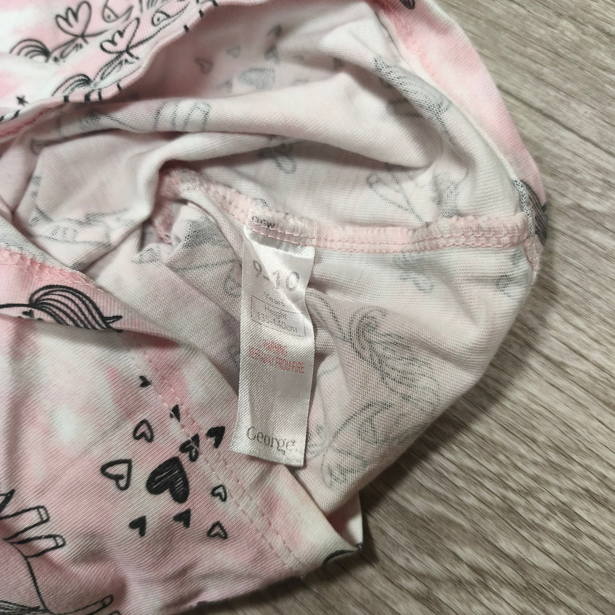 George Girls Pink Unicorn Tie Dye Playsuit Romper Shortall Age 9-10 Years