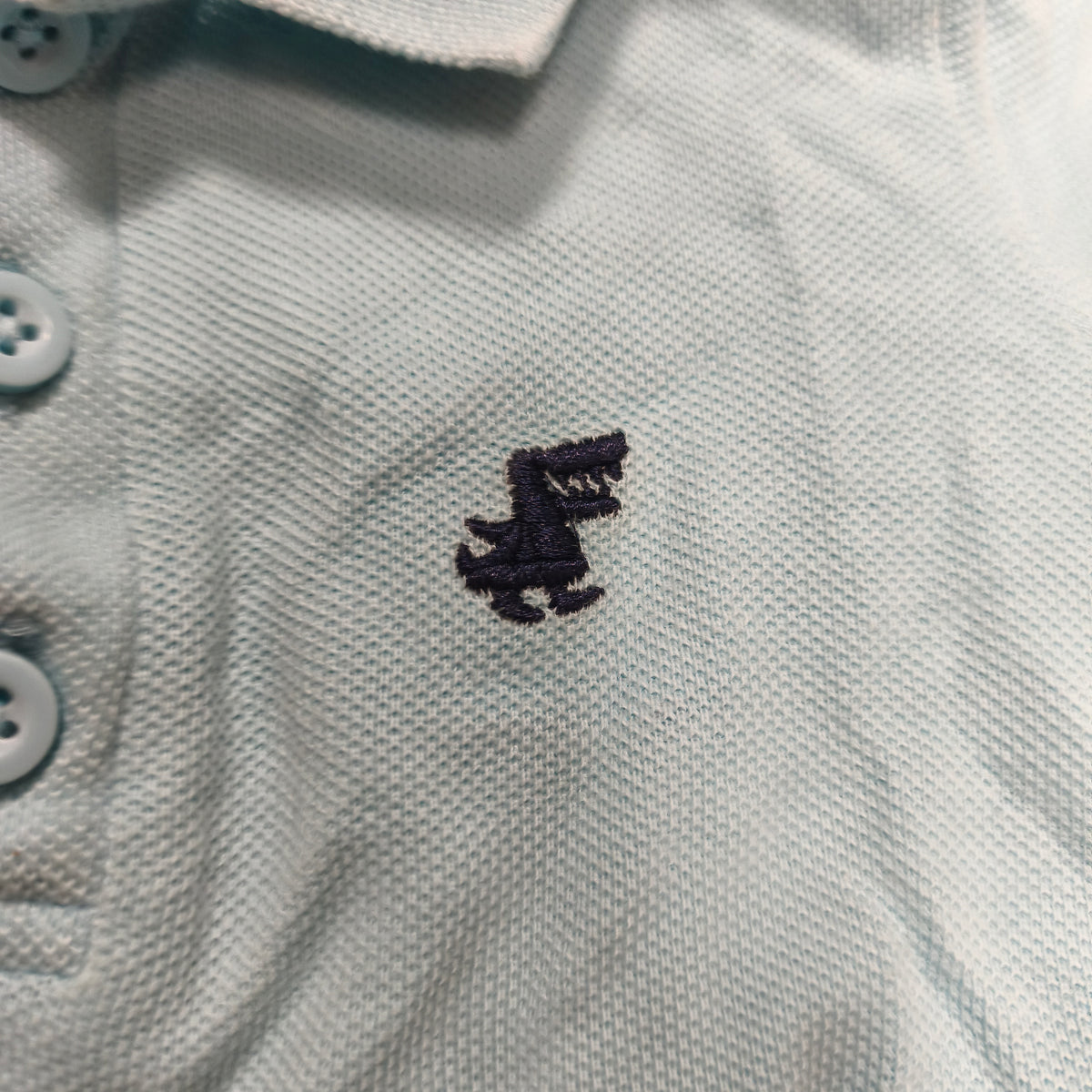 Little Rebel Baby Boys Polo Shirt Light Blue Dinosaur Embroidered 6-9 Months