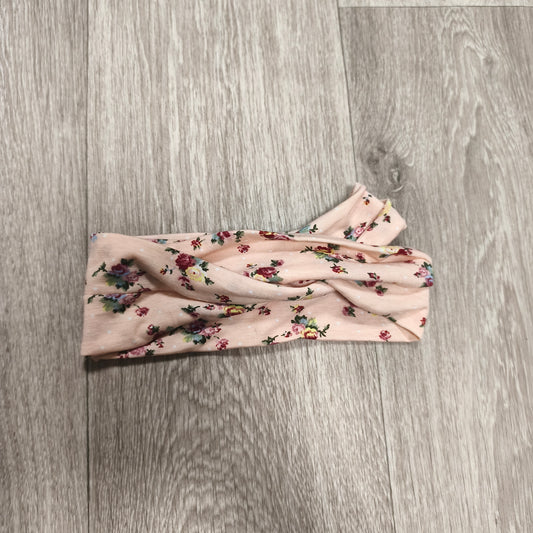Pink Floral Twist Knot Headband Stretch Fabric Hair Band Head Wrap Floral Print