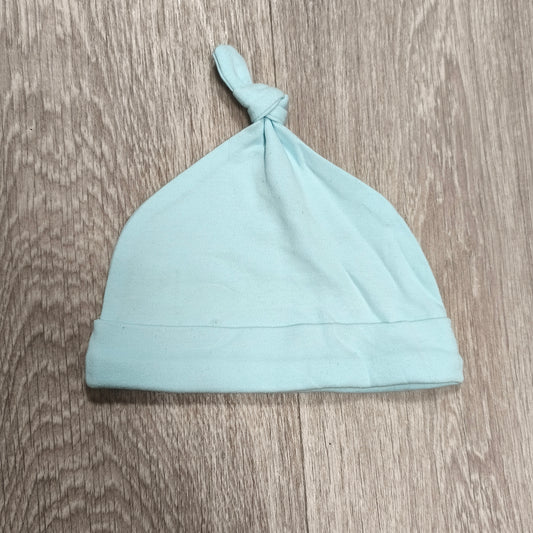 Baby Light Blue Knot Top Beanie Hat Bear Patch 2024 Cotton 0-3 Months