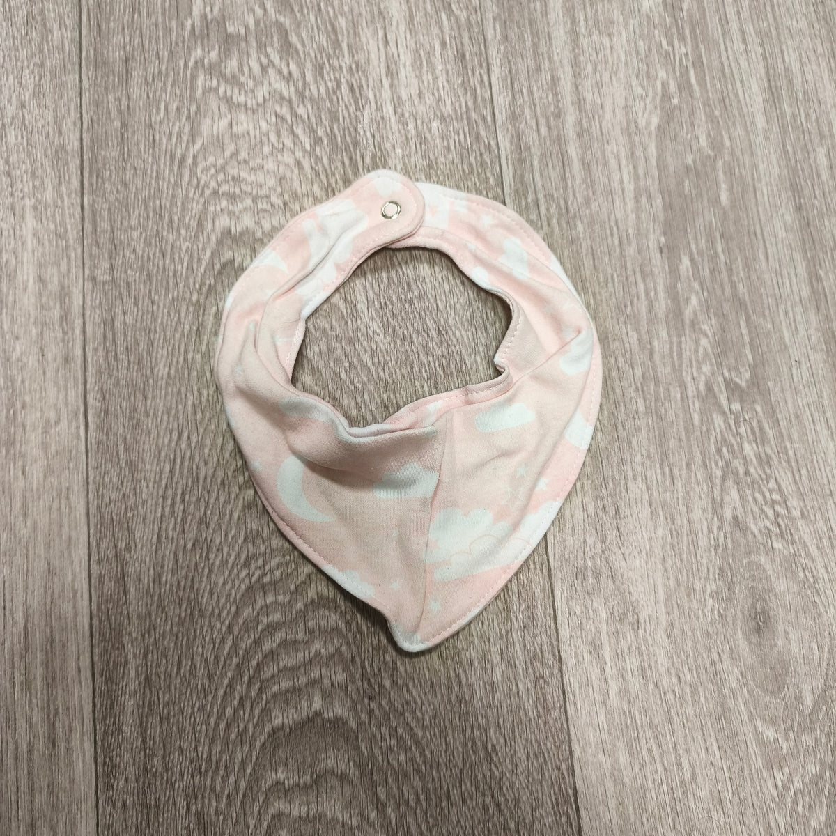 Lily & Dan Baby Girls Pink Clouds Bandana Drool Bib Snap Button Soft Jersey Cotton