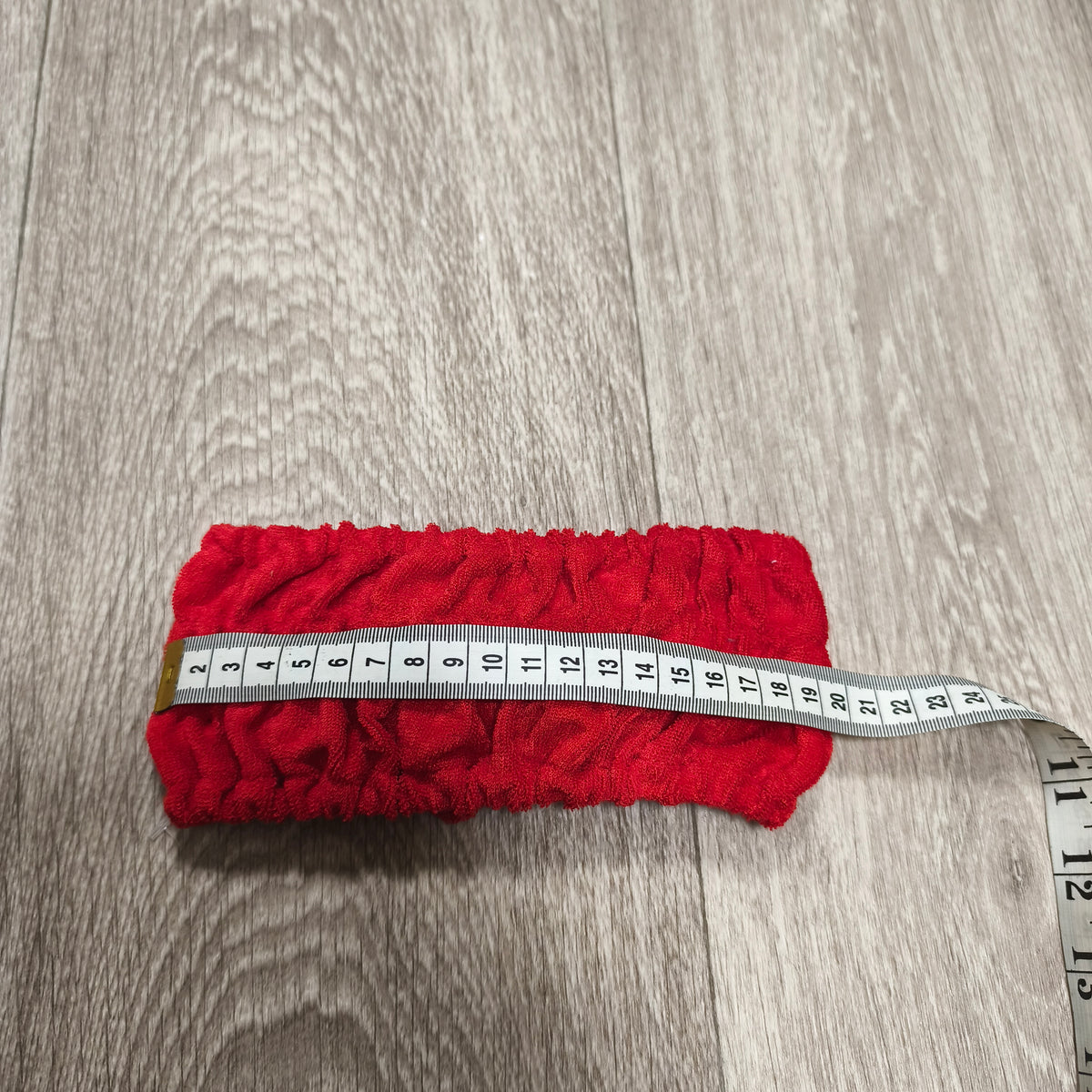 Red Elastic Spa Headband Soft Terry Cloth Makeup Facial Hair Band Bow Detail