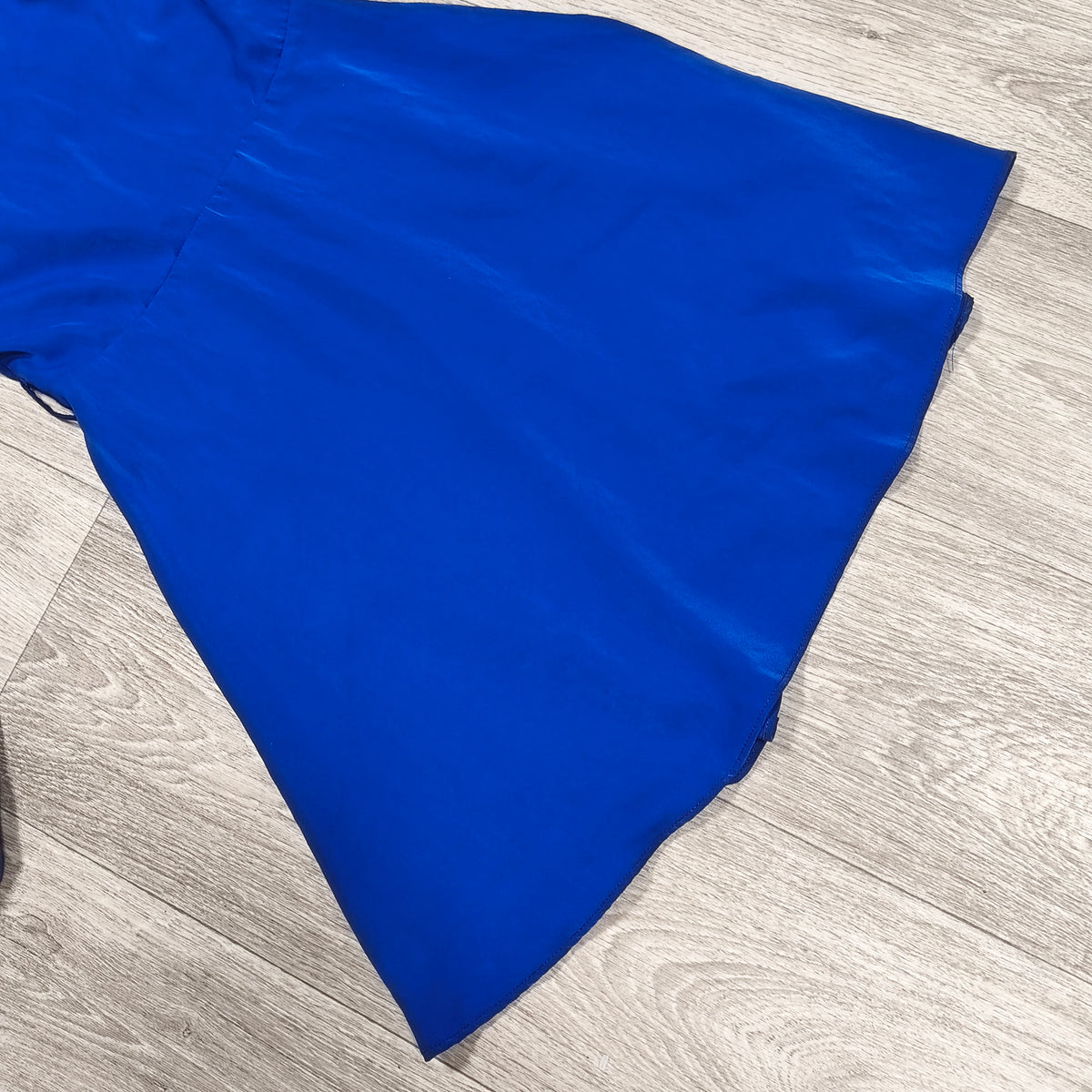 Misscix Royal Blue V-Neck Long Sleeve Mini Dress Covered Buttons Size M