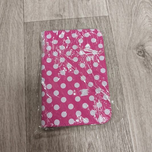 Pink White Polka Dot Flip Folio Wallet Case Cover with Stand New