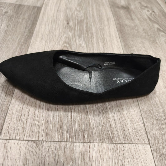 Sinsay Basic Collection Women's Black Ballet Flats Pointed Toe Suede Look EU 39