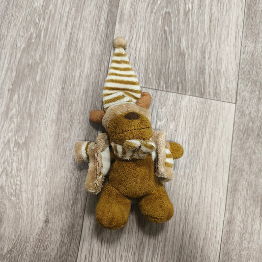 Plush Reindeer Moose Winter Outfit Hat Scarf Stuffed Animal Soft Toy Brown