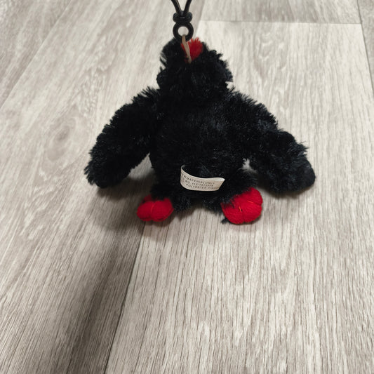 Plush Black Bird Crow Keyring Bag Clip Plushie Charm Red Lips Feet
