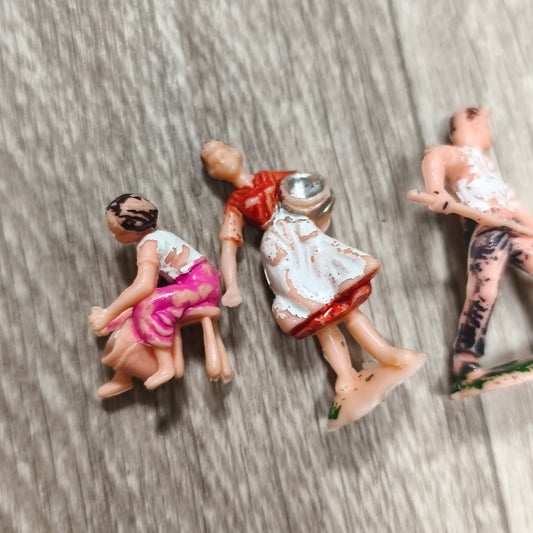 Vintage Hand Painted Plastic Miniature Figures Lot Farm Workers Village People