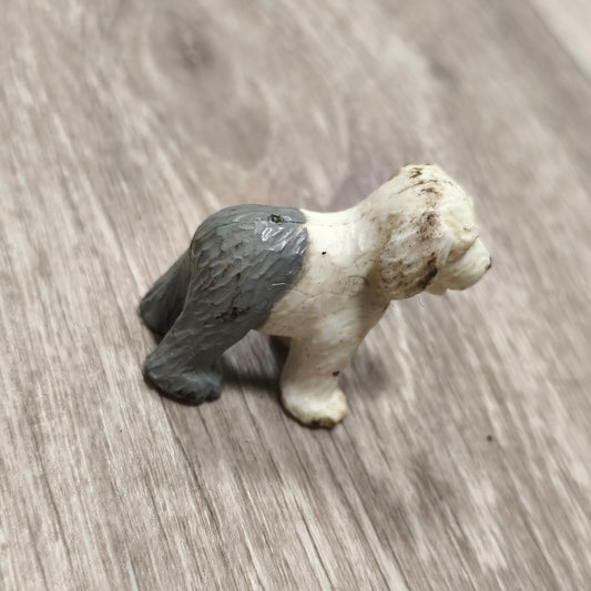Vintage 1993 Old English Sheepdog Dog Figure Toy Figurine Grey White