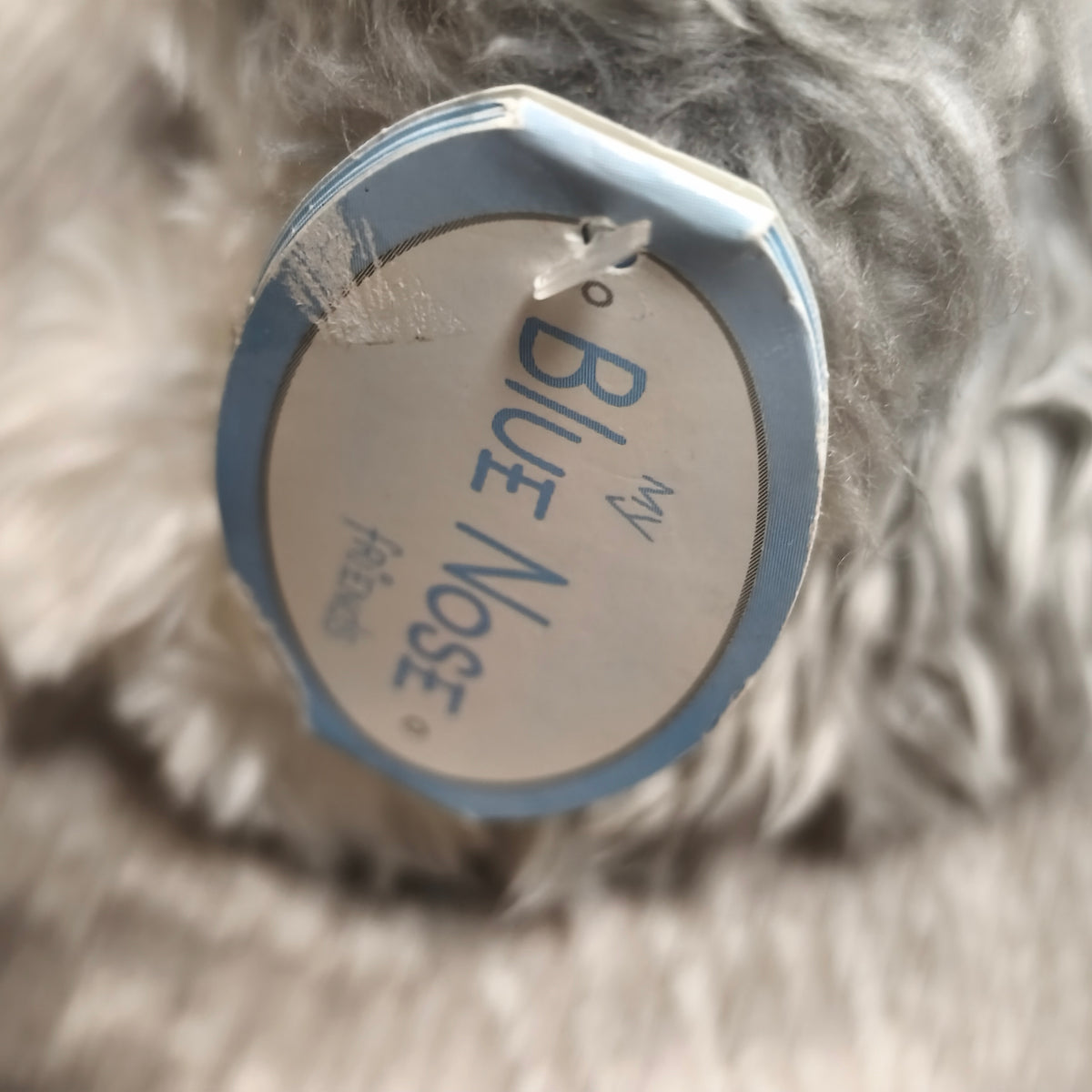My Blue Nose Friends Plush Dog Soft Toy Grey White Shaggy Blue Nose Teddy Tag