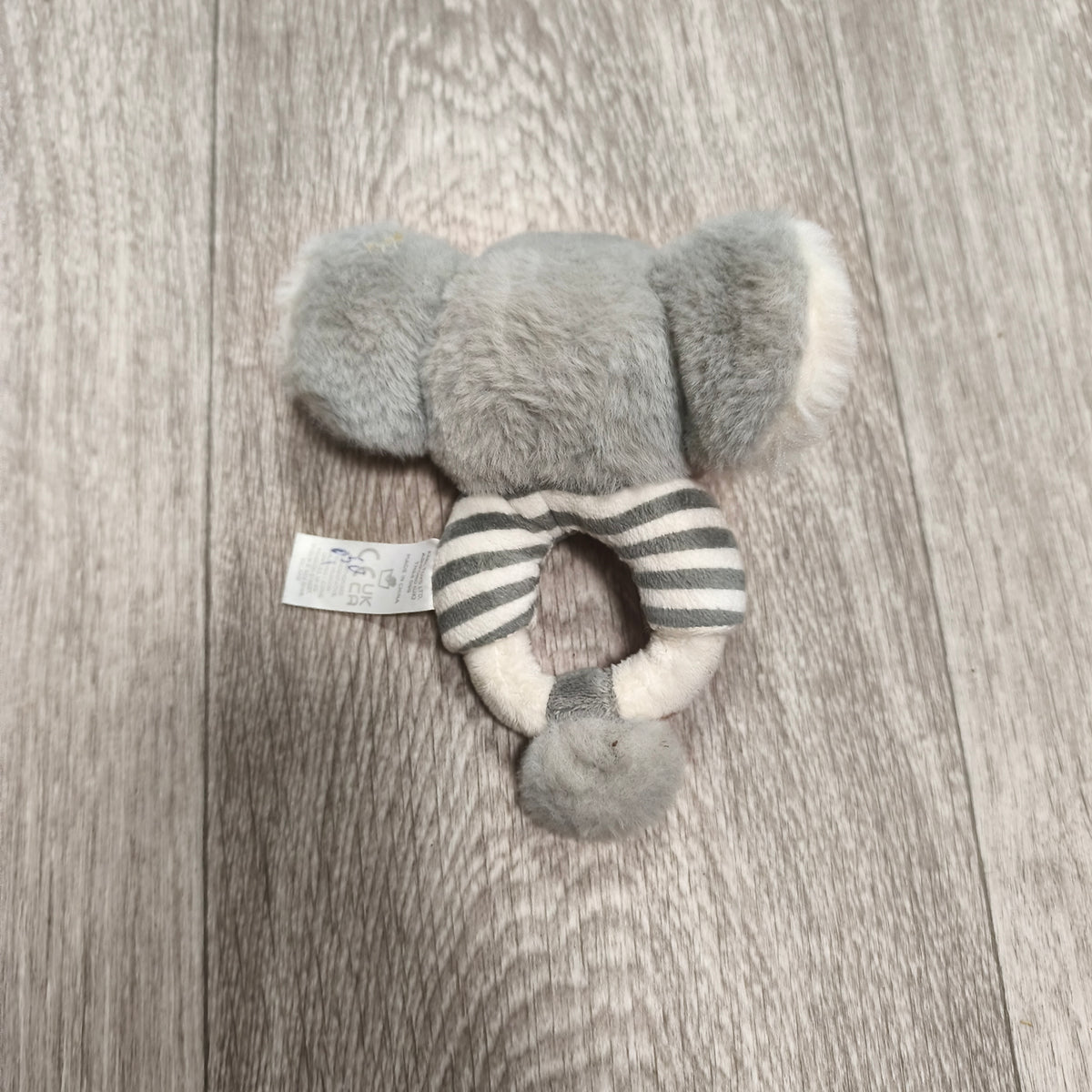 Keeleco Baby Koala Bear Ring Rattle Plush Soft Toy Grey White Striped Neutral