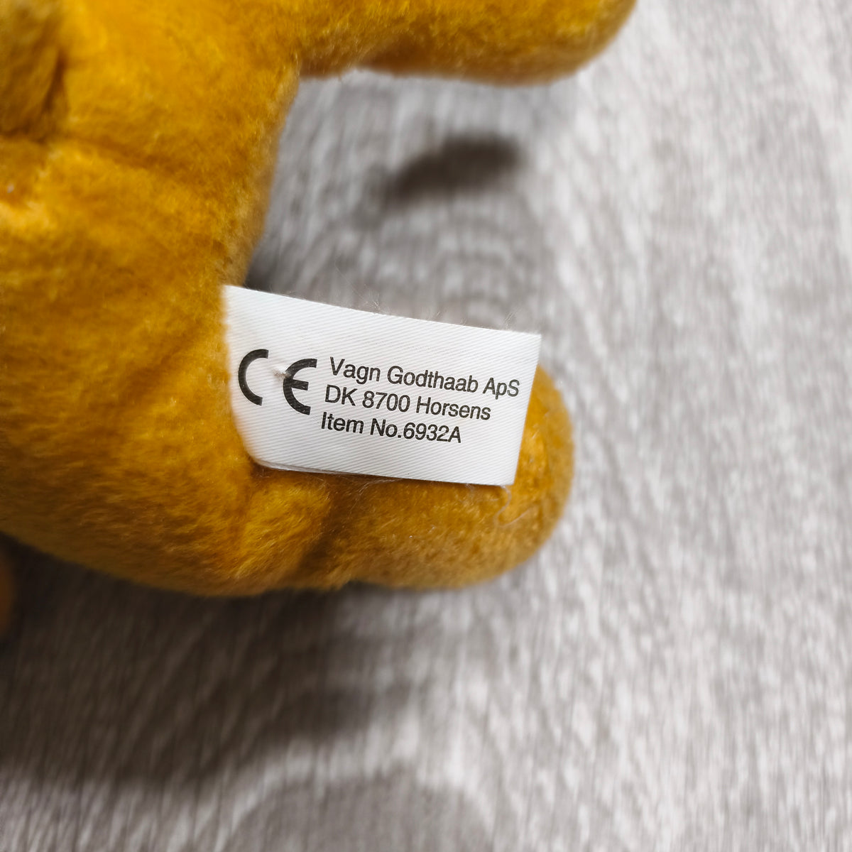 Vagn Godthaab Plush Yellow Teddy Bear Hanging String Soft Toy Item No. 6932A