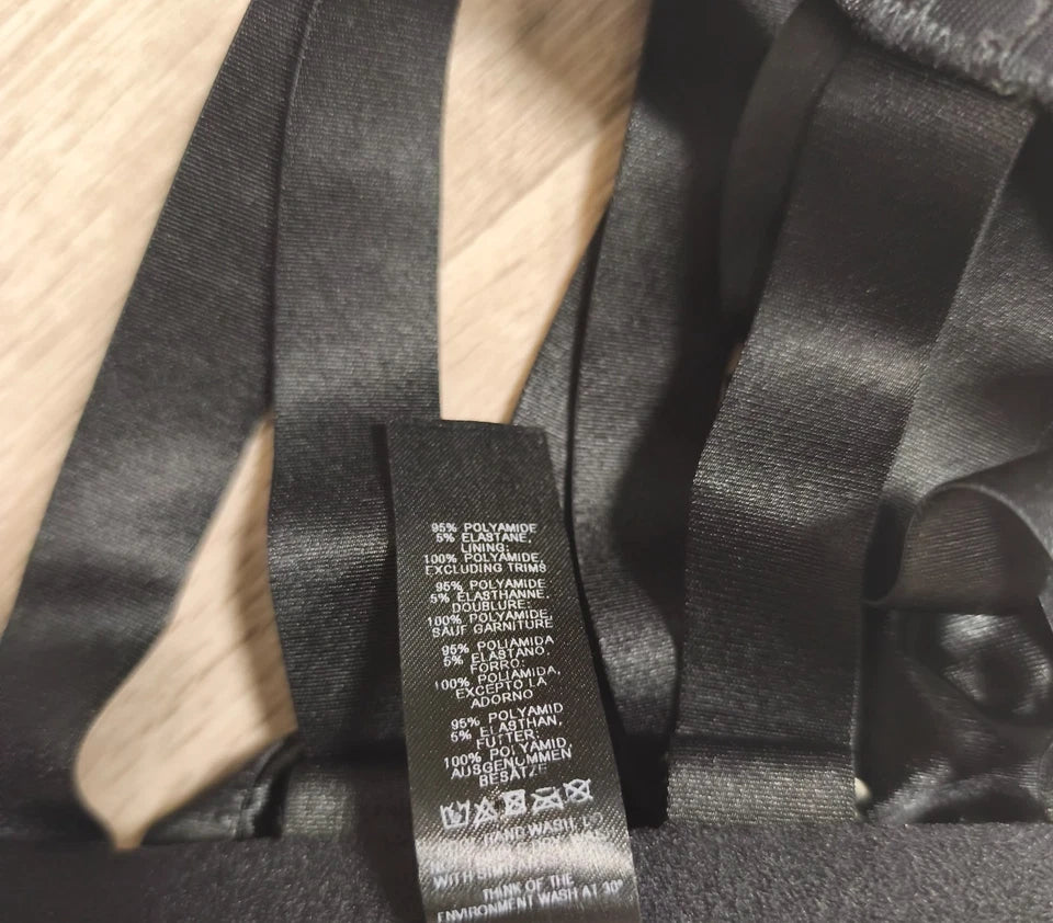 ASOS Black Strappy Caged Bralette Bra Top Cut Out Womens Size US 8 UK 12 EU 40