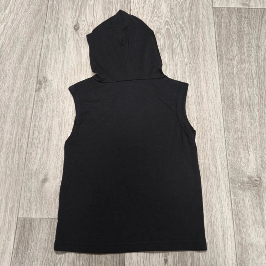 Sleeveless Black Hooded Tank Top Size 90 Graphic Print KING Cotton Blend