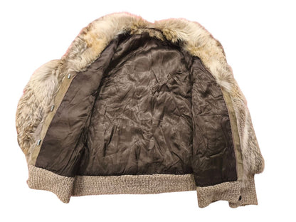 Real Fox Fur Knit Cardigan Jacket Women’s Size L – Genuine Fur Panels