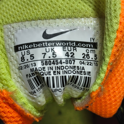 Nike 580454-807 Indoor Soccer Shoes Men Size US 8.5 EU 42 Orange Volt Black