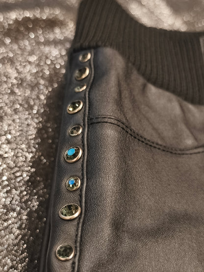 A.M.N Madness National Women's Black Coated Slim Fit Pants Size 26 Rhinestone