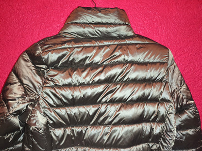 Esmara Metallic Olive Green Belted Lightweight Puffer Jacket | NWT S 36/38 (Minor Wear)