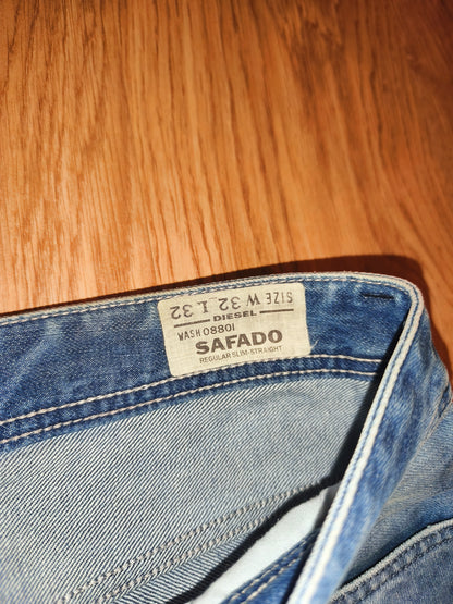 Vintage DIESEL Safado Jeans Men’s 32x32 Regular Slim Straight Wash 08801 Y2K NWT