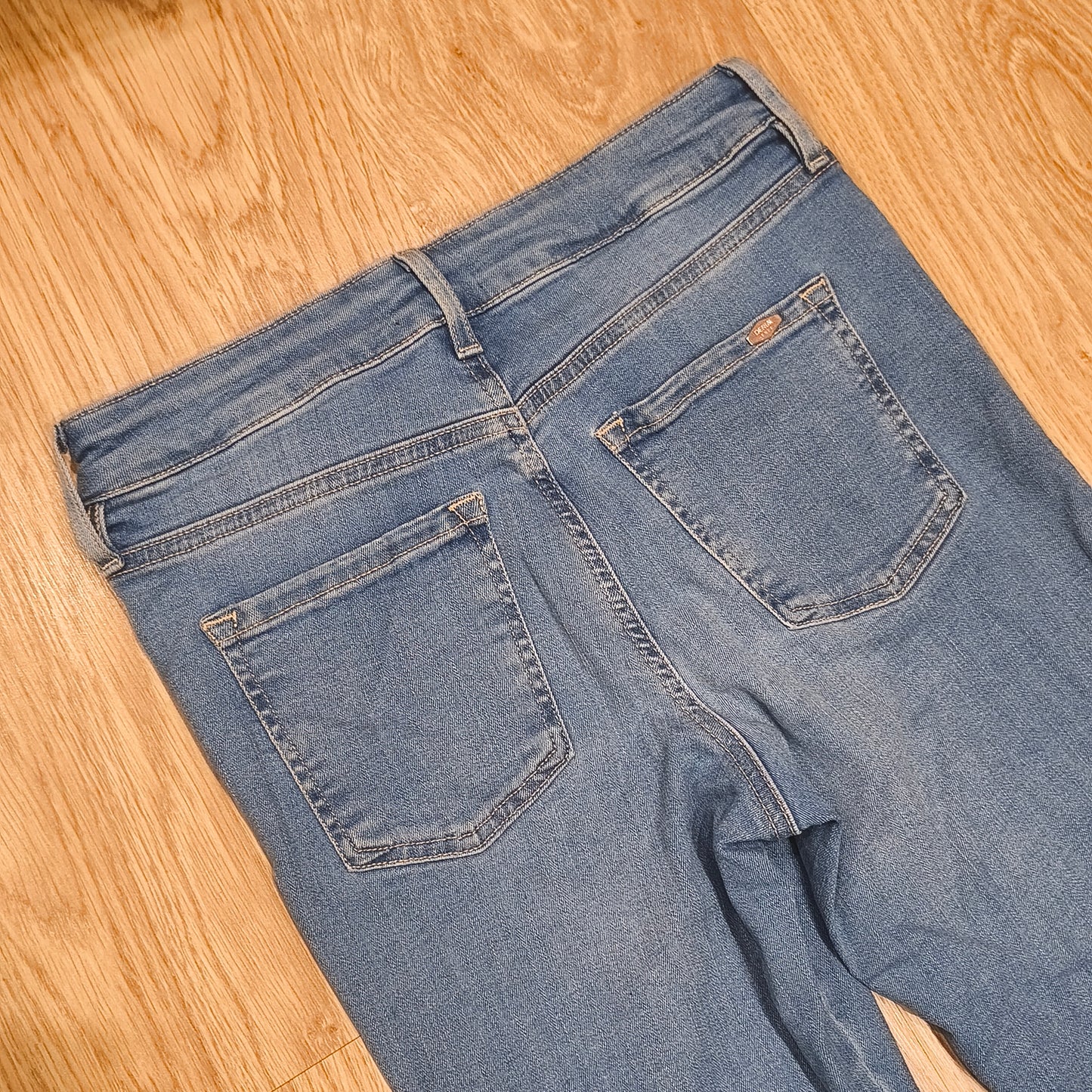 F&F Women Floral Embroidered Jeans Blue Stretch Skinny Raw Hem UK 10 US 6 EUR 38