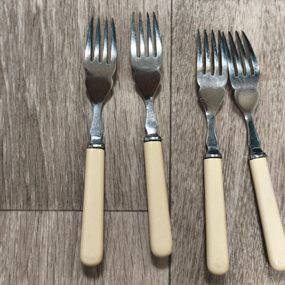 Vintage Sheffield Chrome Plate Cased Fish Cutlery Set 12Pc Faux Bone Knives Fork