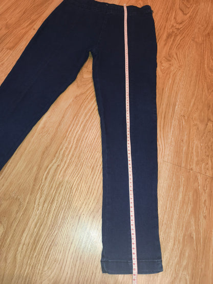 High-Waisted Indigo Blue Skinny Jeggings with Side Zipper – Size UK 10 / M