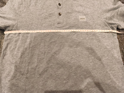 HUGO BOSS Men's Slim Fit Polo Shirt Grey Short Sleeve Cotton Piqué Size M Medium