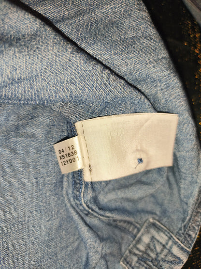 Adidas Originals Denim Chambray Shirt Men's 50 Medium Bomber Collar Zip Back