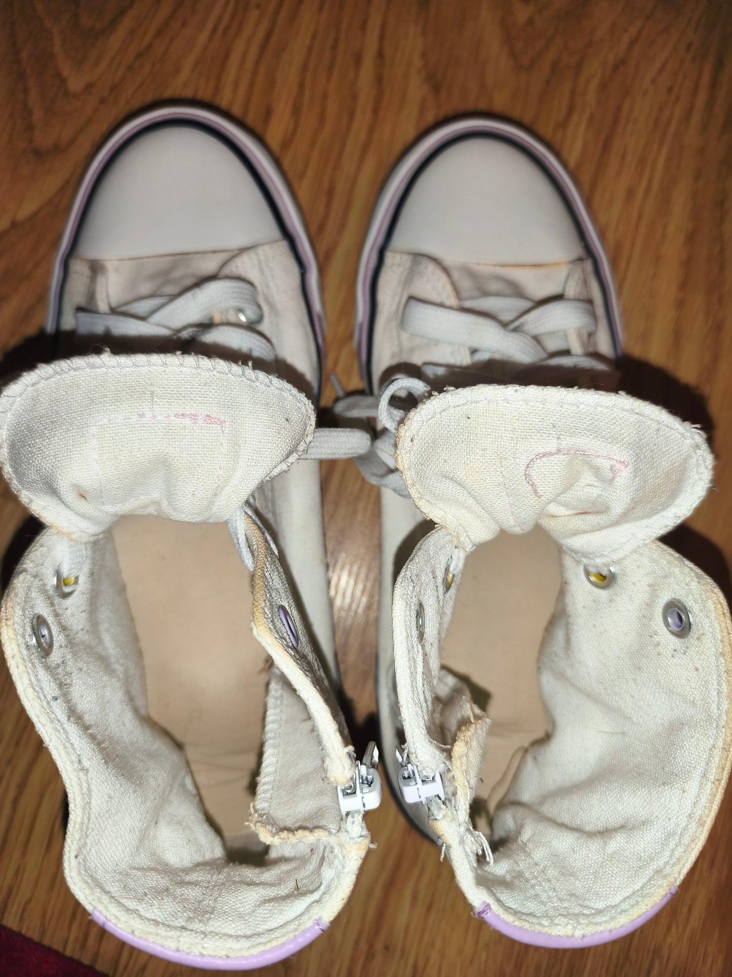 Women's/Teens White High-Top Canvas Sneakers with Side Zippers – EUR 37 (UK 4)