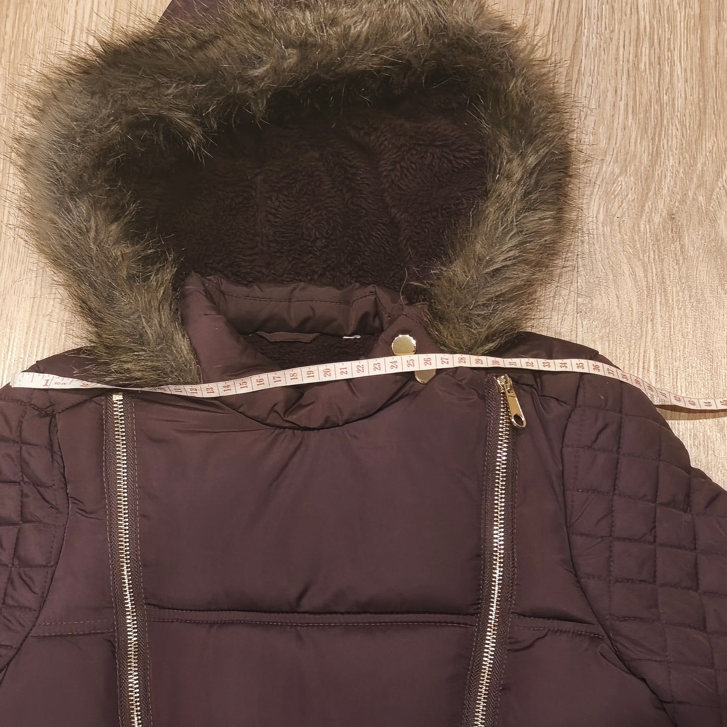 Girls Puffer Coat Hooded Faux Fur Fleece Lined Quilted Winter Jacket 13-14 YRS