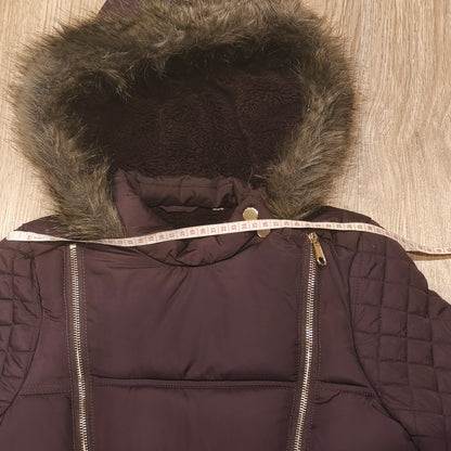 Girls Puffer Coat Hooded Faux Fur Fleece Lined Quilted Winter Jacket 13-14 YRS