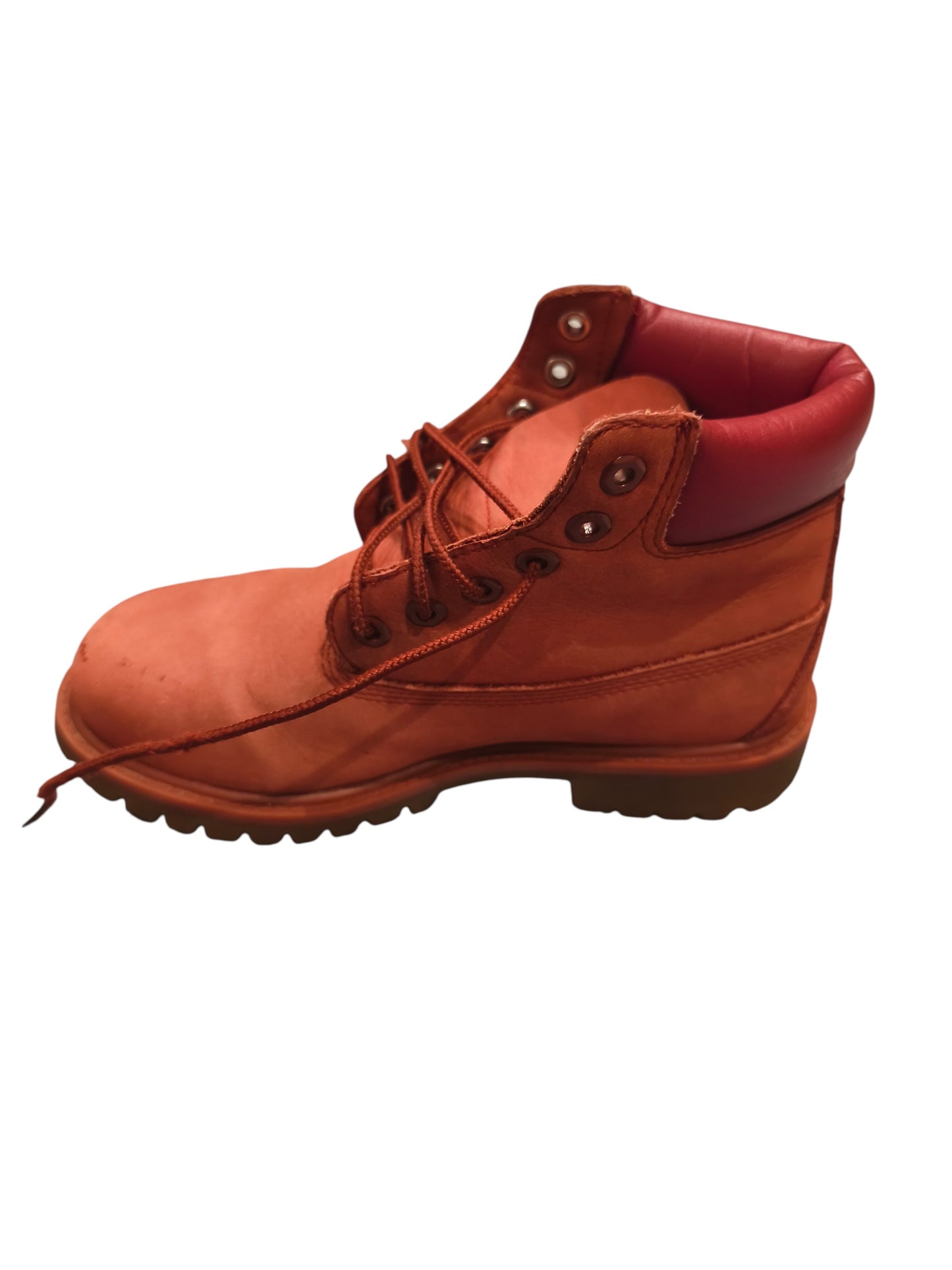 Timberland 6" Premium Waterproof Boots Red Nubuck Youth Size 2 US A14TE Kids