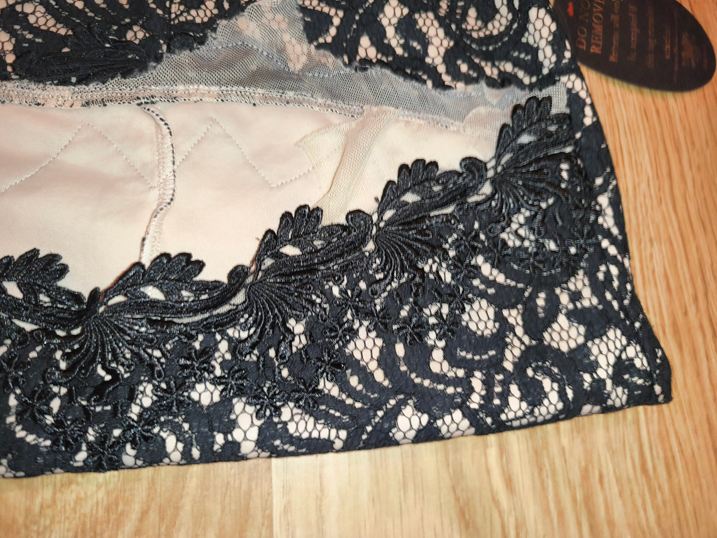 NWT Lipsy London VIP Lace Cocktail Dress – Black & Nude Strapless Bodycon, UK 10 / EU 38