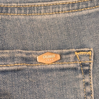 F&F Women Floral Embroidered Jeans Blue Stretch Skinny Raw Hem UK 10 US 6 EUR 38