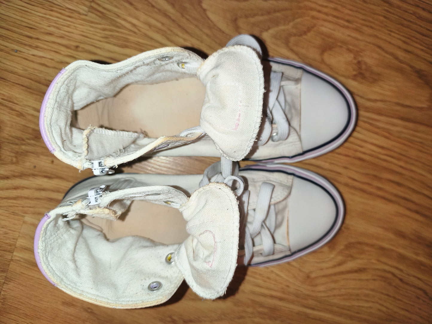 Women's/Teens White High-Top Canvas Sneakers with Side Zippers – EUR 37 (UK 4)