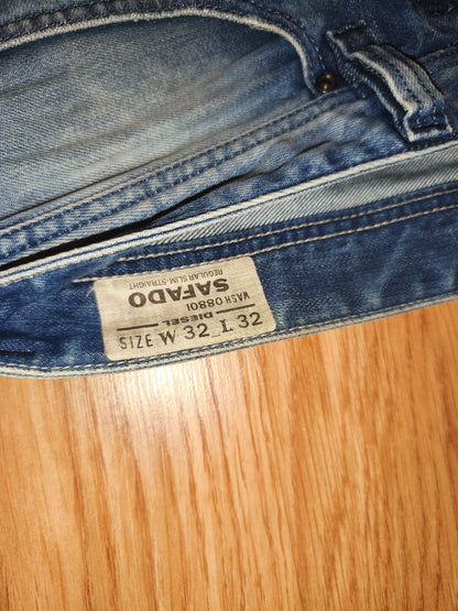 Vintage DIESEL Safado Jeans Men’s 32x32 Regular Slim Straight Wash 08801 Y2K NWT