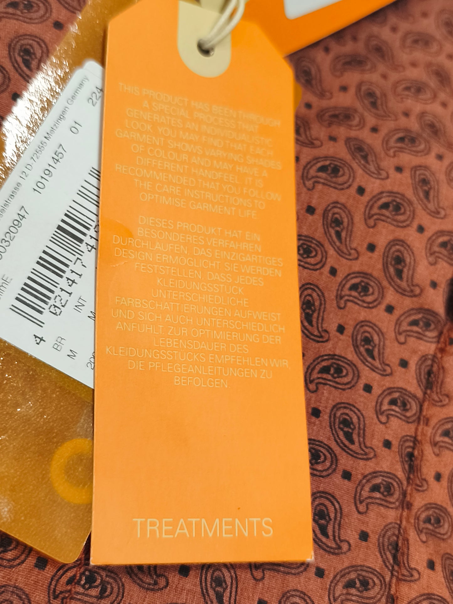 HUGO BOSS Orange Paisley Shirt Men’s M Rust Copper NWT 2001 Archive Vintage Style