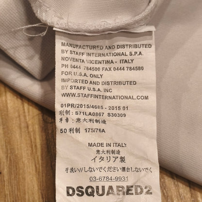 Dsquared2 Men's XXL White Sweatshirt Pullover Canada Tape Logo Sleeve Crewneck