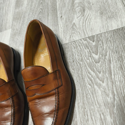 Berwick 1707 Brown Leather Penny Loafers Mens Size UK 7.5 Goodyear Welted Spain