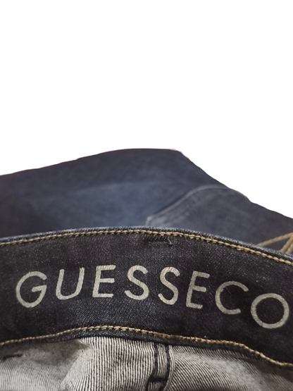 GUESS GUESSECO Distressed Slim Jeans Mens 29 Dark Wash U-Stretch M93AN2