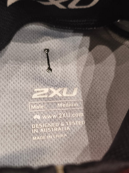 2XU Germany Triathlon Cycling Jersey Men's 2XL Black Short Sleeve Bike Top DTU