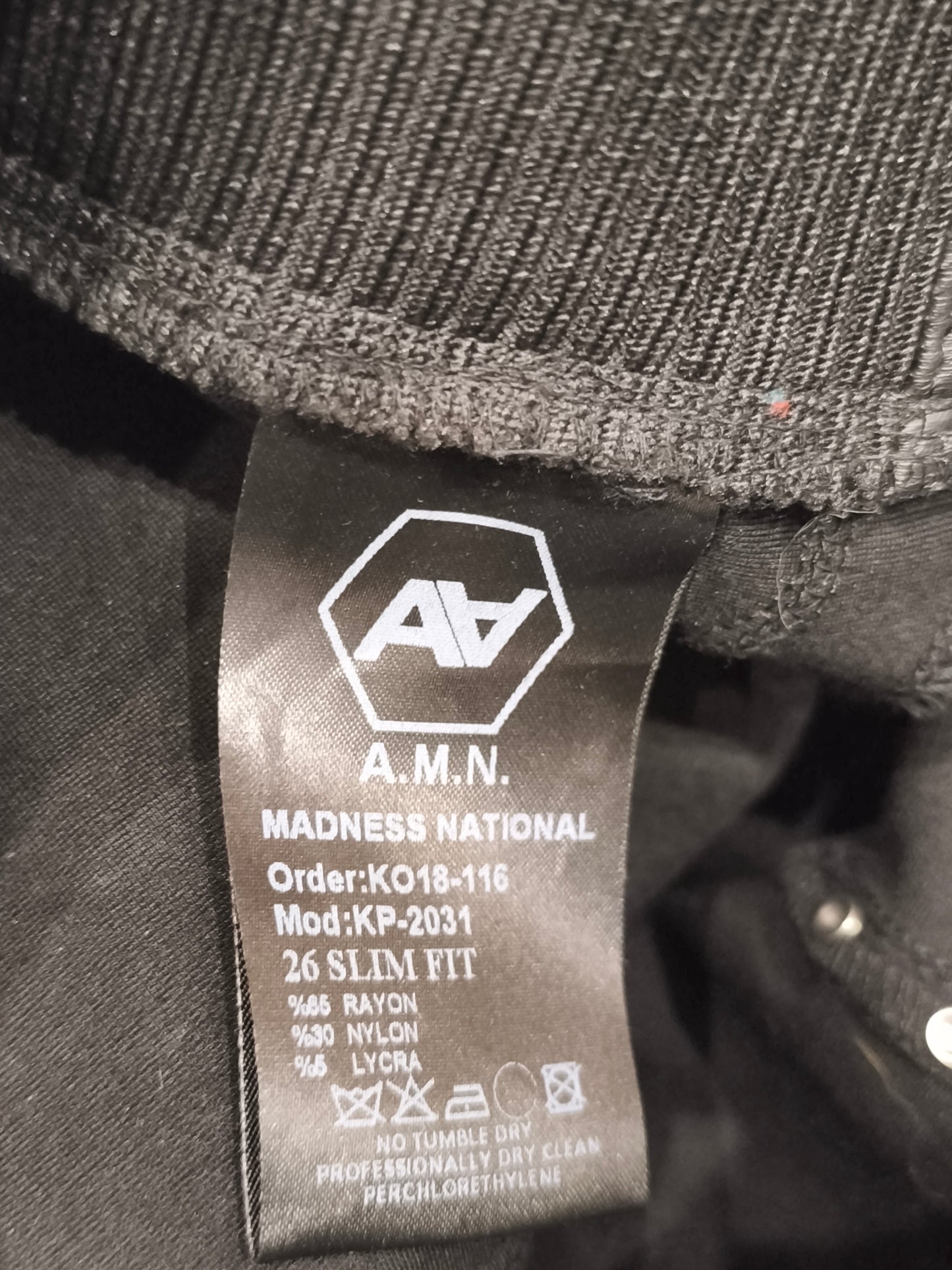 A.M.N Madness National Women's Black Coated Slim Fit Pants Size 26 Rhinestone