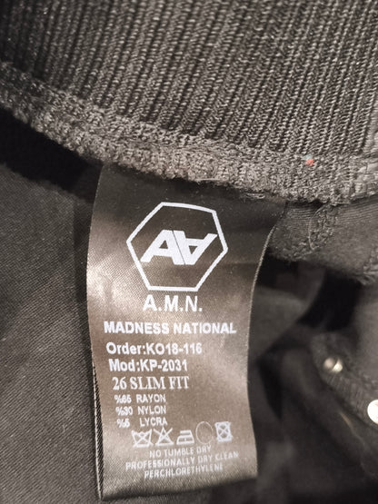 A.M.N Madness National Women's Black Coated Slim Fit Pants Size 26 Rhinestone